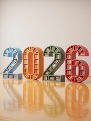 3D Rendered Numbers 2026 Shaped Like Bookshelves in Vibrant Colors year new year