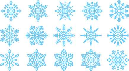 ❄️ A snowflake icon blue vector pattern of snowflake crystals for Christmas and winter holiday design