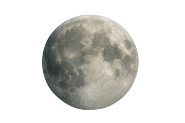 Naklejka premium Full moon against a transparent background showing its entire spherical shape and detailed cratered surface