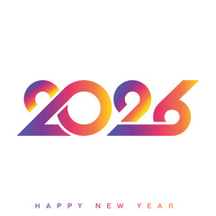 Modern Happy New Year 2026 with colorful gradient typography. Vector