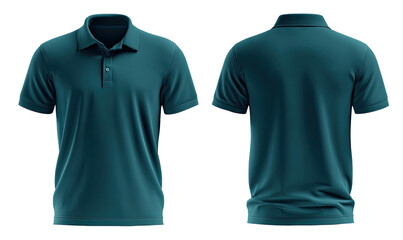 Teal polo shirt, front and back views