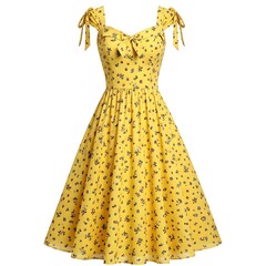 Dress: yellow vintage floral pattern