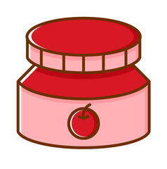 Cherry Jam Jar Illustration Isolated on White Background