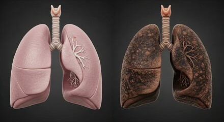 Healthy vs. Smokers Lungs - A Visual Comparison of Respiratory Health.