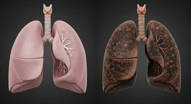 Healthy vs. Smokers Lungs - A Visual Comparison of Respiratory Health.