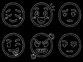Set of Brush Stroke Emoji different emotions 
