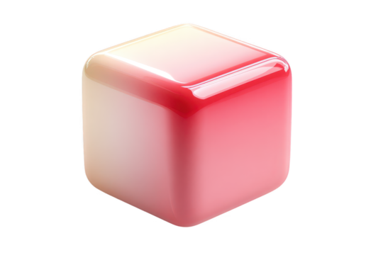 Glossy Red Cube With Yellow