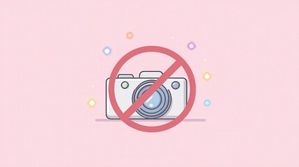 Fototapeta premium Creative Illustration of No Photo Taking Sign on Pink Background