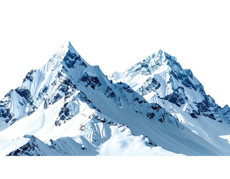 Majestic snow-capped peaks, illuminated by the sun, isolated on black - Powered by Adobe