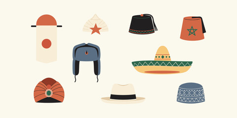 Diverse Headwear A Collection of Cultural Hats from Around the World