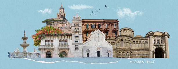 Messina. Sicily. Church of the Madonna di Montalto. The Basilica is located on the hill Caperino...