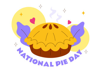 National Pie Day Vector Illustration On January 23 Featuring Delicious Pastry Shells And Various Fillings In a Flat Style Cartoon Background
