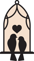 love birds window ornament svg, couple birds sun catcher svg, spring garden decor, rustic farmhouse ornament, outline line art, laser ready cut files, glowforge silhouette cricut