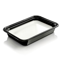 Black Plastic Tray for Food Storage and Meal Preparation in Kitchen Use