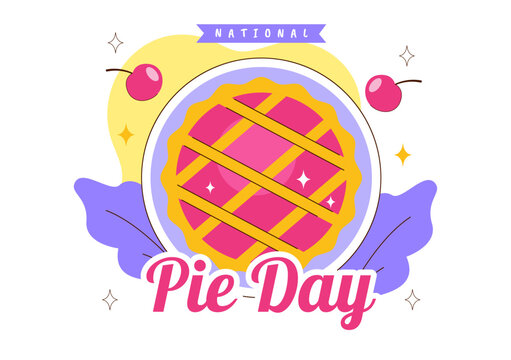 National Pie Day Vector Illustration On January 23 Featuring Delicious Pastry Shells And Various Fillings In a Flat Style Cartoon Background