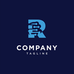 Letter R Virtual Reality Logo Icon Vector