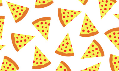 Pizza Seamless Pattern on Transparent Background. Floating Pizza Slice Pattern. Suitable for menu covers, promotional materials, and social media templates