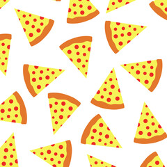 Fototapeta premium Pizza Seamless Pattern on Transparent Background. Floating Pizza Slice Pattern. Suitable for menu covers, promotional materials, and social media templates
