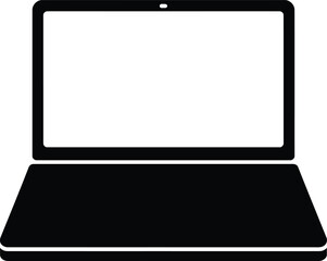 Laptop computer icon with blank screen, minimal and modern design