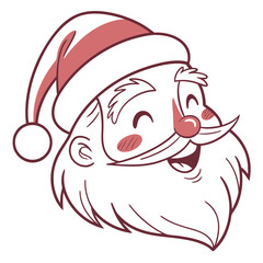 Cartoon santa claus head with holly berry