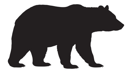 Fototapeta premium Black silhouette of a standing grizzly bear facing right in profile silhouette