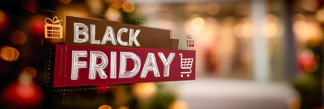 Black Friday Shopping Banner, Big Sale Event, Holiday Promotion Concept, Gift Season