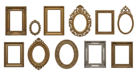 Ornate Vintage Picture Frames Collection Isolated On Black
