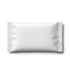 Empty White Sachet with Sealed Edges on White Background