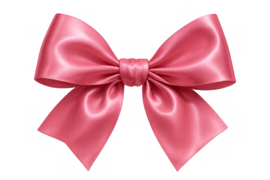 Pink satin bow creating a decorative ribbon knot, ready for gift wrapping or holiday celebration, isolated on transparent background