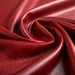 Close up of luxurious textured red fabric with elegant folds and highlights