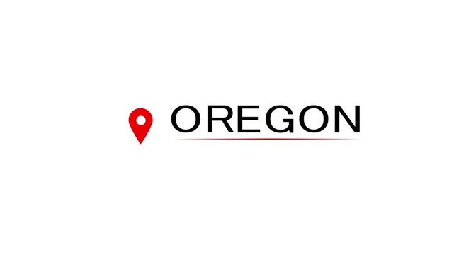 OREGON Location Animation | GPS Map Pin Tracking Icon 4K with Alpha Channel , Animated OREGON Map Marker | GPS Tracking Location Pin Transparent Background