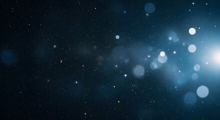 Fototapeta premium Celestial particles light effect with bokeh on deep blue background