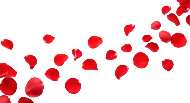 Elegant Red Rose Petals Falling On Black Background