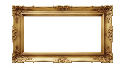 Elegant Gilded Baroque Frame On Black Background