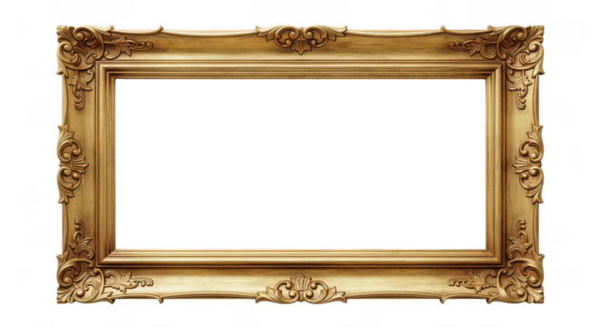 Elegant Gilded Baroque Frame On Black Background