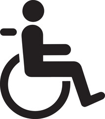 Black disability sign with person in wheelchair, for website or graphic design resource