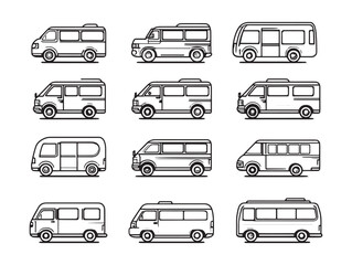 Mini Bus Line Art Modern Urban Transit