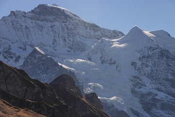Silhouette der Jungfrau (4158) mit Silberhorn (rechts);
Blick vom Männlichen