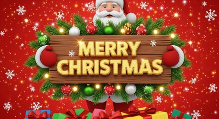 Merry christmas background with santa claus