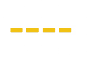 Dashed yellow road line marking traffic lane divider on transparent background indicating permitted passing area