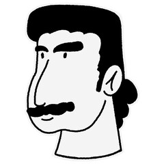 Line art illustration man with mustache