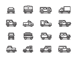 Mini Truck line art rugged work vehicle