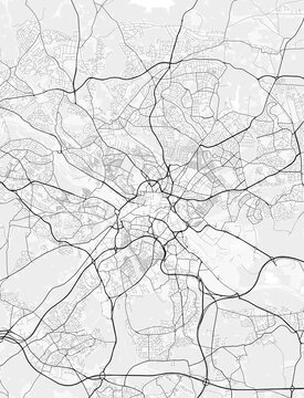 Leeds City Map. Minimalist black and white line art poster for printing, wallpaper, wall art, and map resources for home and office decor