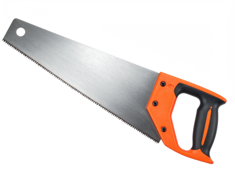Hand Saw with Orange Handle Isolated on White
