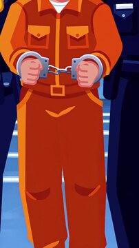 Prisoner hands in handcuffs, Criminal Arrested  Justice Punishment Incarceration Jail Detention Legal Convict 2D Illustration