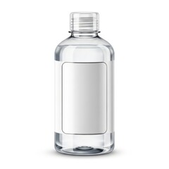Clear Plastic Bottle with Empty Label for Beverage or Cosmetic Packaging