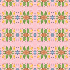 Whimsical Christmas Tree Pattern on Pink Background