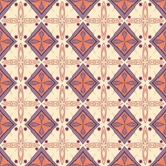 Geometric Tile Pattern in Peach and Purple Abstract doodle seamless patterns art, meditation, peaceful, coloring, prints, ornamental design, fabric, carpet, t-shirt.
