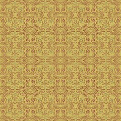 Ornate Patterned Background in Brown and Yellow Abstract doodle seamless patterns art, meditation, peaceful, coloring, prints, ornamental design, fabric, carpet, t-shirt.
