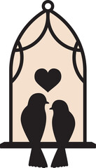 love birds window ornament png, couple birds sun catcher png, spring garden decor, rustic farmhouse ornament, outline line art, laser ready cut files, glowforge silhouette cricut